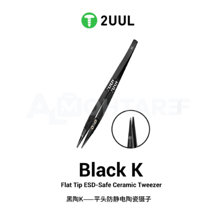 2UUL TW32 Black K Flat Tip ESD-Safe Ceramic Tweezer