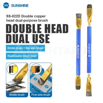 SUNSHINE SS-022D Double-Head Dual-Purpose Brush (Pig Bristle + Steel Wire) for PCB Cleaning