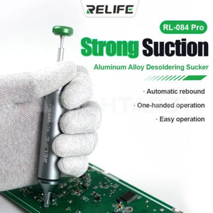 RELIFE RL-084 Pro Aluminum Alloy Desoldering Pump / Sucker with Silicone Nozzle