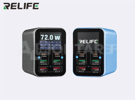 RELIFE Q4 72W Smart Multi-Port Desktop Charger (Dual PD + Dual QC) with TFT Display