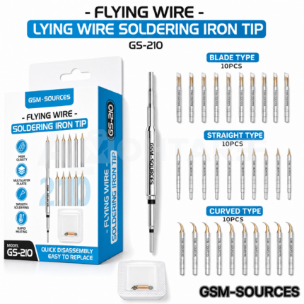 GSM-SOURCES GS-210 Flying Wire Soldering Iron Tip – Straight, Curved & Blade