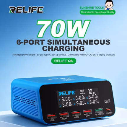 RELIFE Q6 70W Intelligent 6-Port Simultaneous Charger
