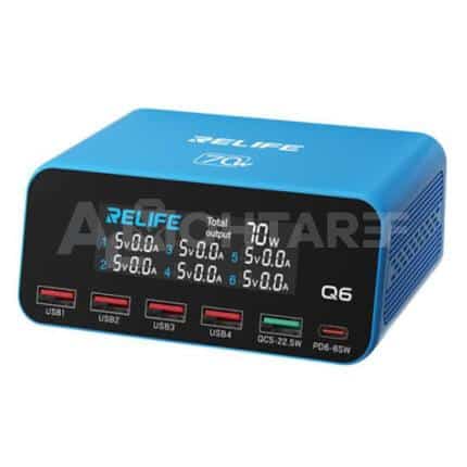 RELIFE Q6 70W Intelligent 6-Port Simultaneous Charger